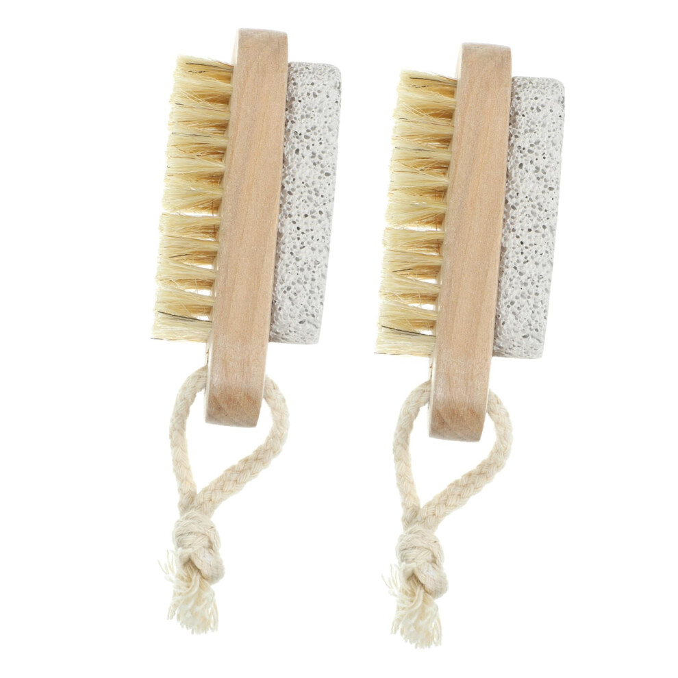 2pcs Body Scrub Brush Set with Ergonomic Grip, Exfoliating Shower Brush and Nail Cleaning Pumice for Feet