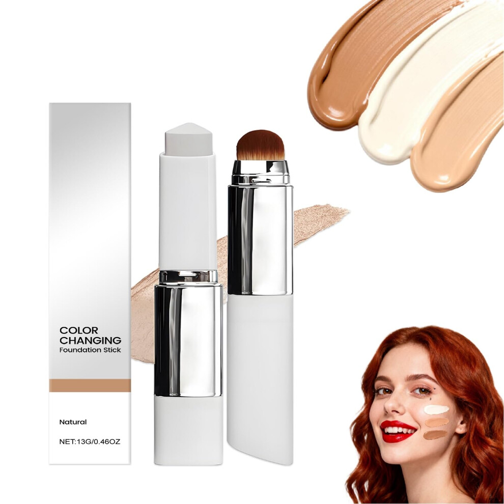 White Korean Color Adapting Foundation Stick With Hydrating Dewy Finish, 3 In 1 Coverage, Natural Shade