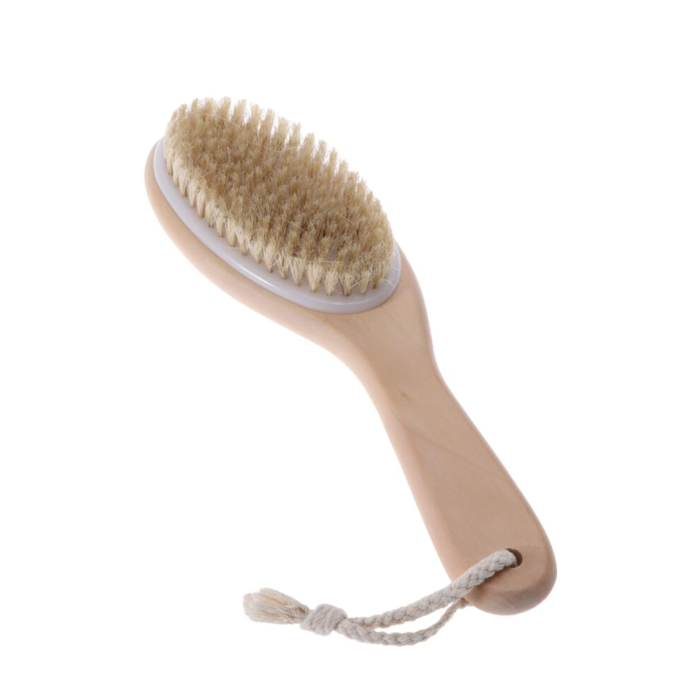 Natural Bristle Body Scrubber Long Handle Exfoliating Bath Brush for Gentle Smooth Skin Care