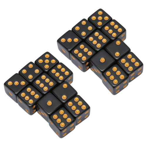 20PCS Black Plastic Dice 1.6cm for Board & Math Games Classroom Fun 1