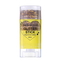 Gold Glitter Stick for Face Body and Hair, Longlasting Waterproof Makeup with Intense Gold Shimmer 03# Gold