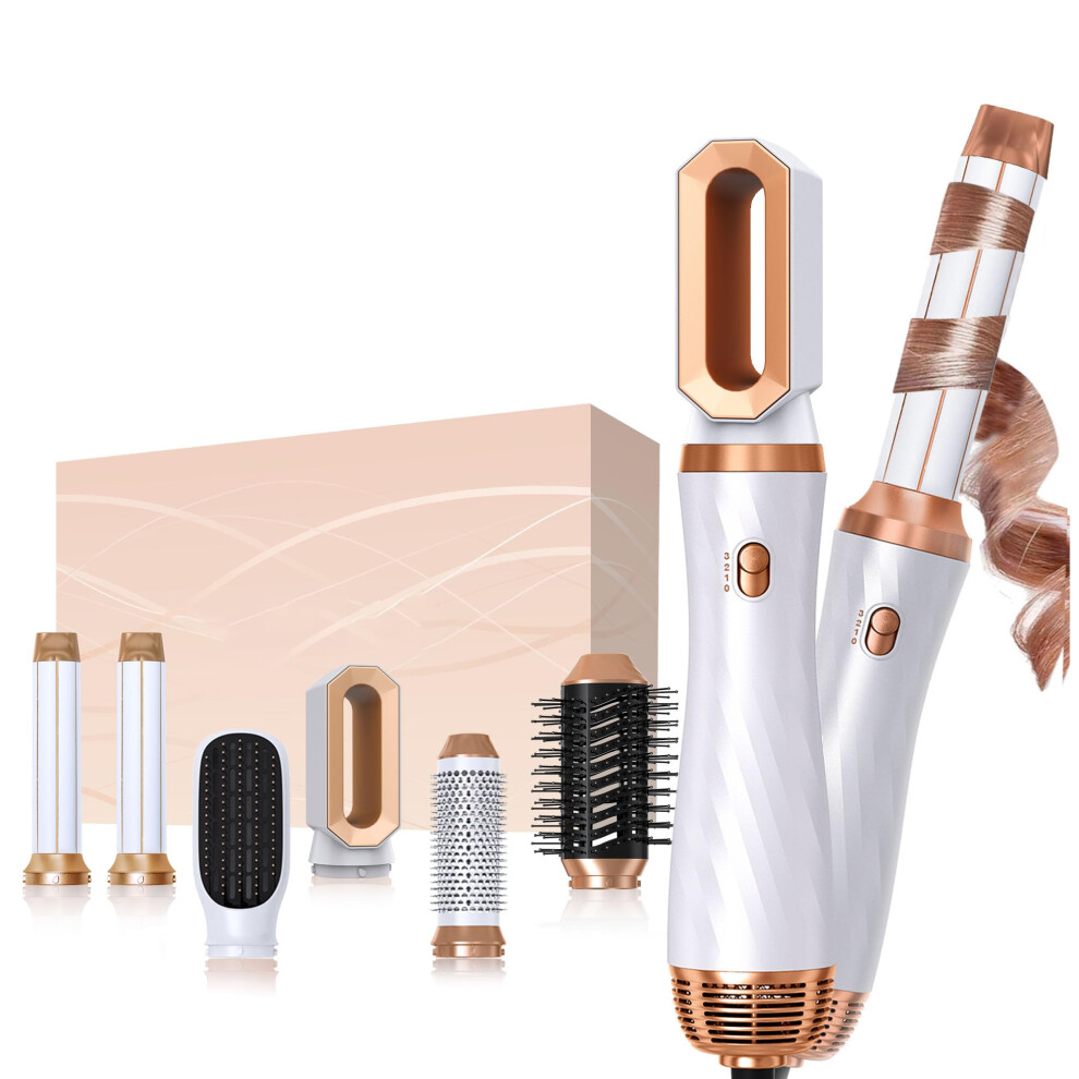 6 in 1 Blow Dryer Brush with Auto Air Curling, Hot Air Brush Styler, Negative Ion Ceramic Finish
