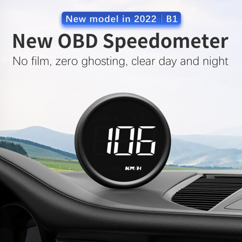OBDII Speedometer Head-Up Display B1, 2" Multi-Function Car Detector, Black
