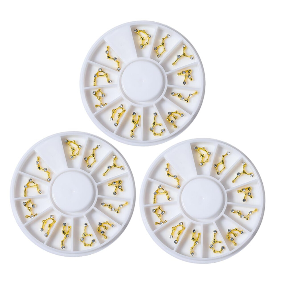 Nail Art Charms Set with Assorted Rhinestone Colors, 3 Boxes Alloy Charms for DIY Crafts
