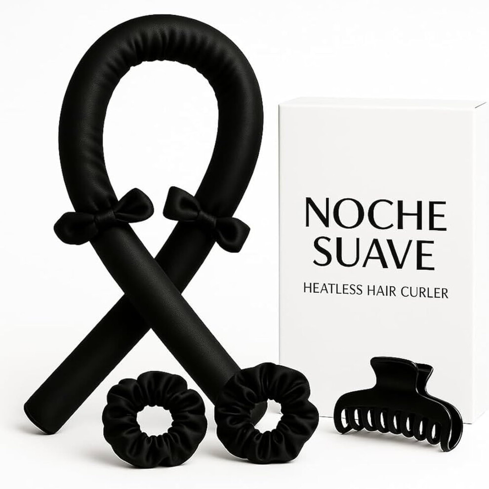 Heatless Hair Curler Set with Satin Rod Headband for Overnight Styling and Frizz Curls