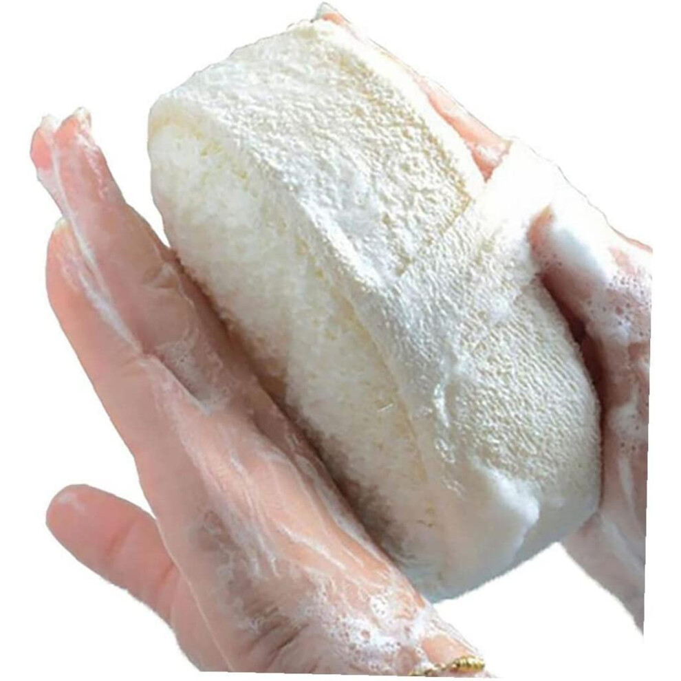 Natural Loofah Pad Exfoliating Body Scrubber with Terry Cloth Backing and Hand Strap for Shower