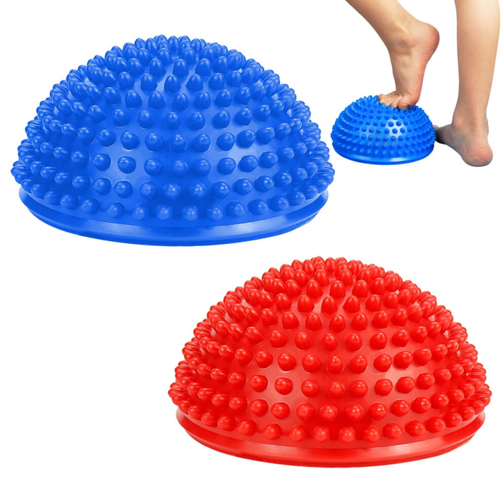 Foot Massage Ball and Half Balance Pods for Plantar Fasciitis Relief, Yoga, Stability Training, Red Blue