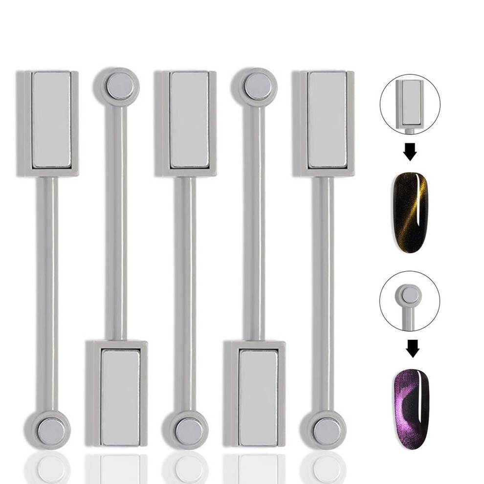5 Pieces DoubleHeaded Cat Eye Nail Magnet Stick Set with Strong Dual Shape Design for Salon and DIY