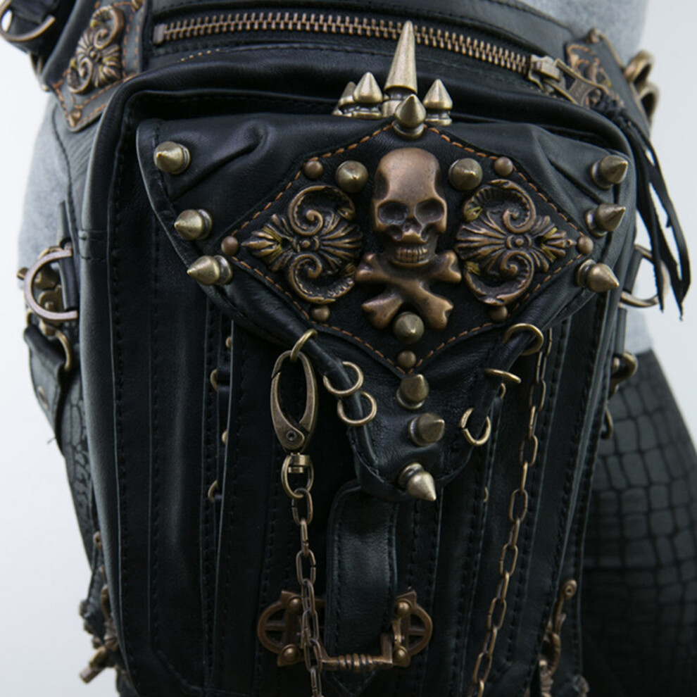 Women Pu Leather Steampunk Shoulder Bag 24X18cm Crossbody Waist Pack 9491390124369