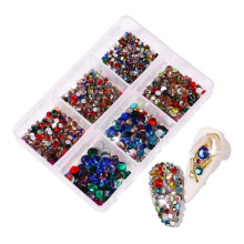 Mixed Size AB Effect Nail Art Rhinestones Wheel Box Crystal Gems for Nails and Crafts