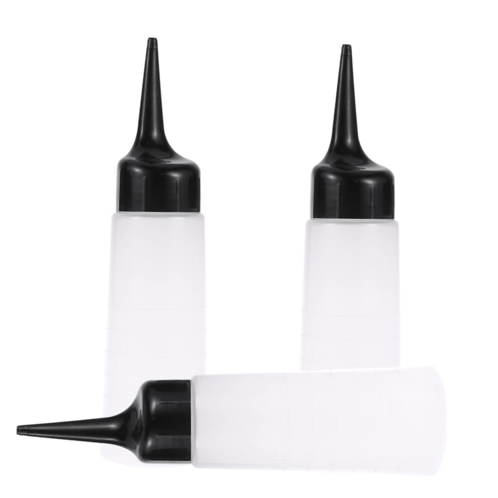 3pcs Plastic Hair Dye Applicator Bottle with Slanted Tip for Precise Scalp Coloring
