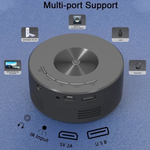 Mini portable USB projector for iPhone only with remote control, built-in speaker, audio port, compatible with iPhone 2