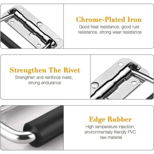 Folding case handle, spring-loaded folding rubber handle for tool case (110x41mm 2pcs) 2