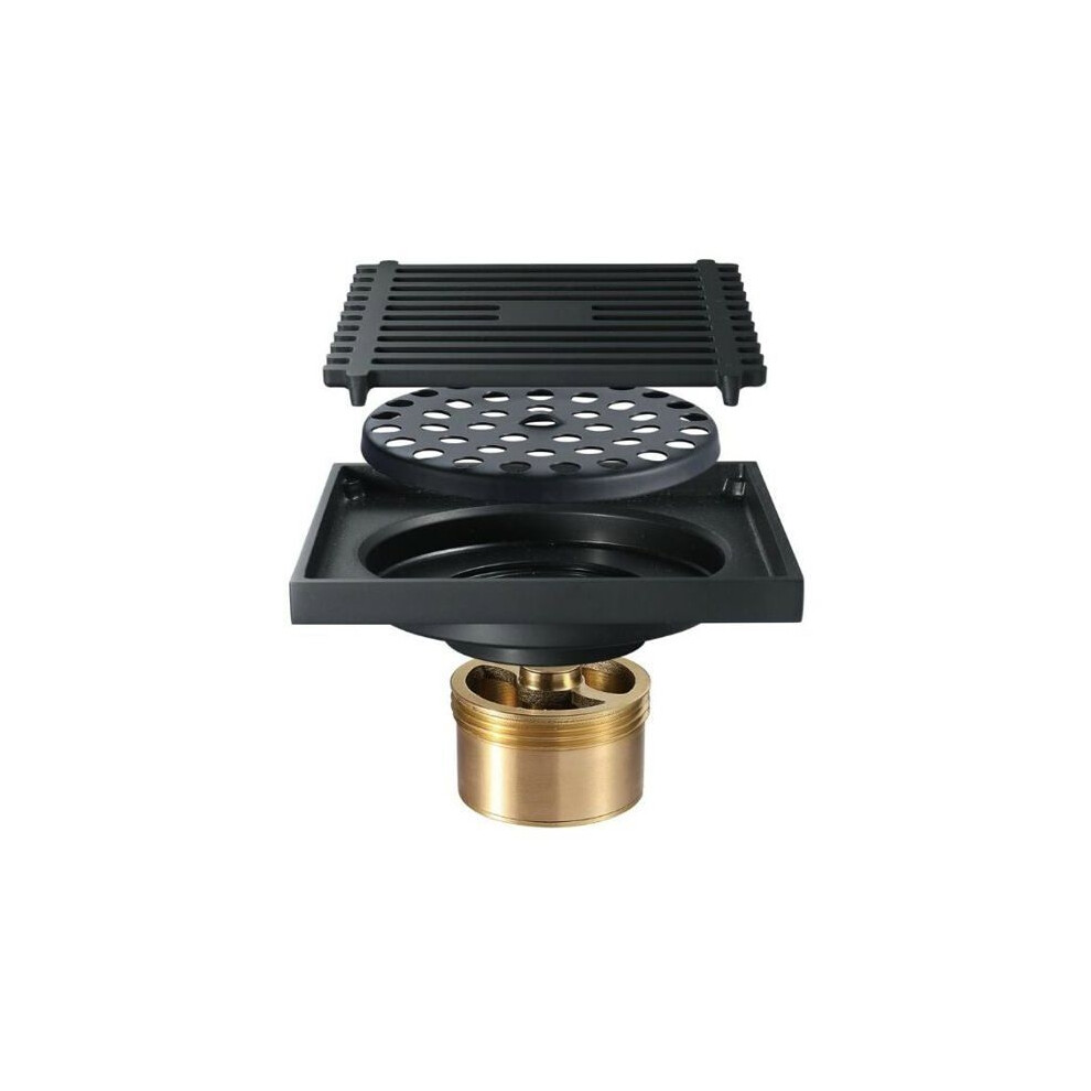 Walk-In Shower Drain, Black Floor Drain, Odor-Resistant, 100X100mm 9301941326060