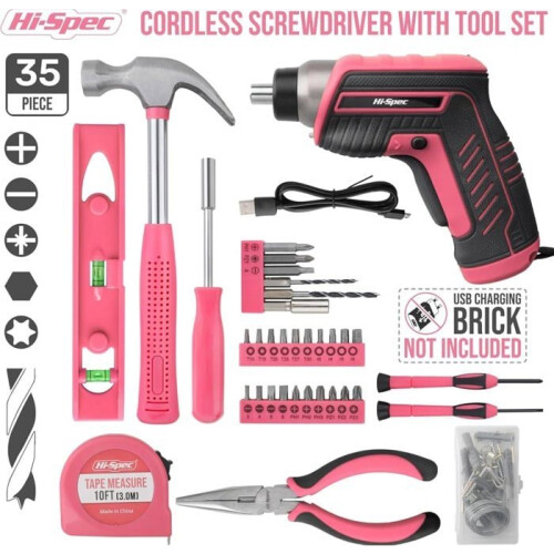 3.6V Pink Electric Screwdriver - Cordless Drill Driver with Tool Set - Complete Tool Box - Martea 2