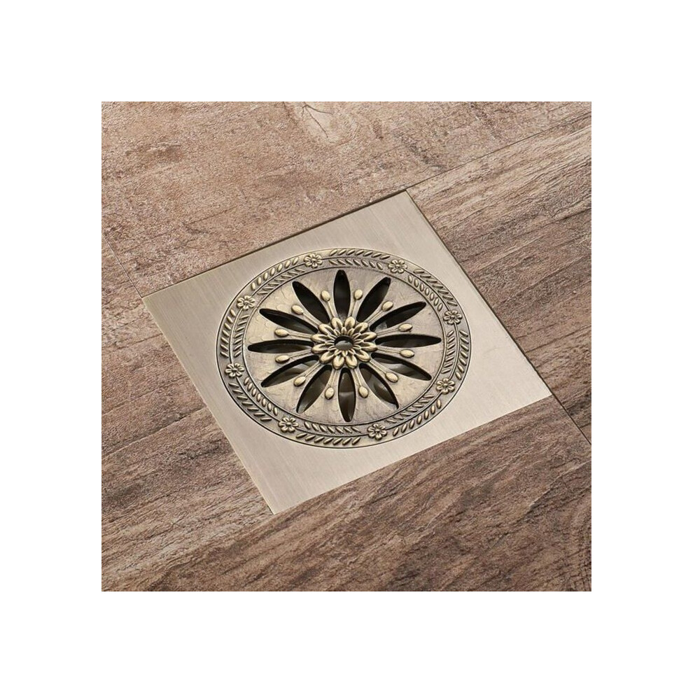 Brass Shower Drain, Square Floor Drain, Odor-Resistant Shower Grate For Bathroom, Large Caliber 9301941301142
