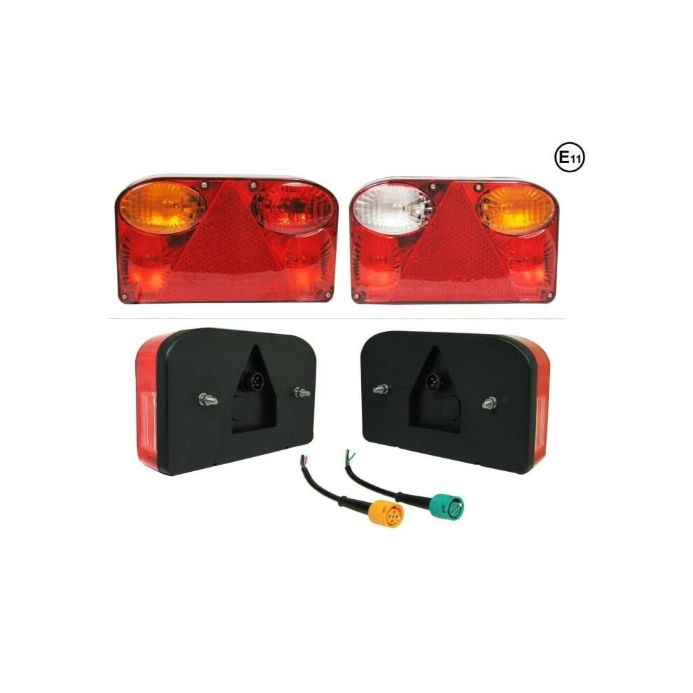 Pair Of Rear Lights For Truck, Trailer, Van, Caravan With Round Connectors 9301941313008
