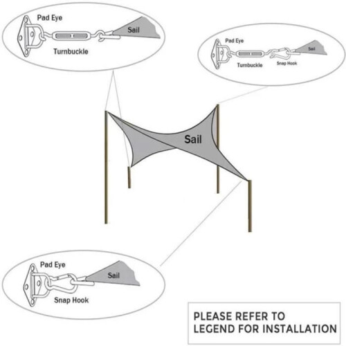 Stainless Steel Shade Sail Fixing Kit - Hardware Accessories for Triangular Shade Sails 1