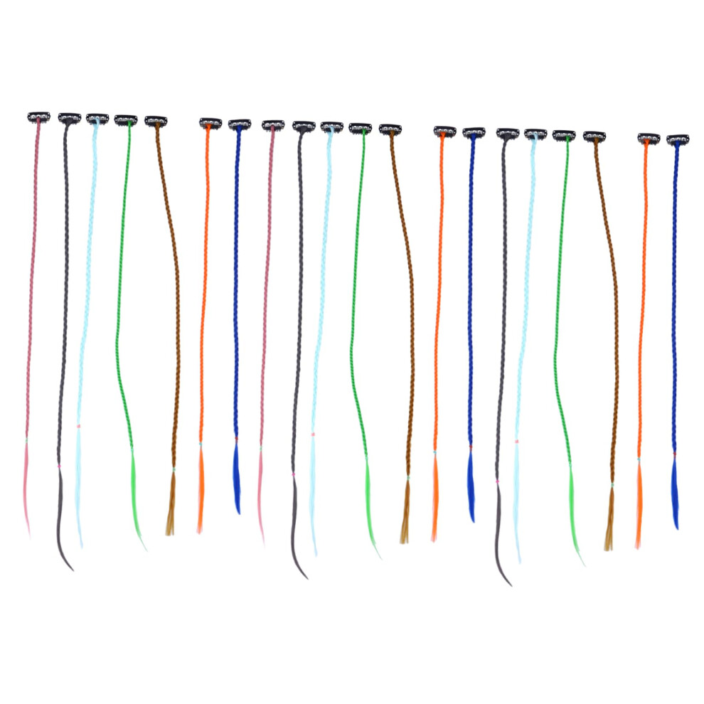 20pcs Clip In Braided Hair Extensions Synthetic Colorful Pieces for Women Cosplay and Daily Wear