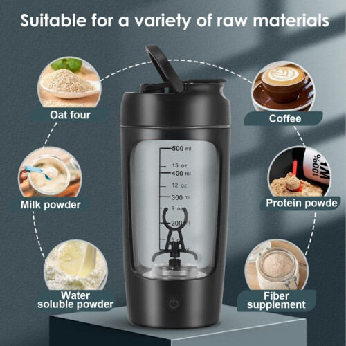 650ml Electric Protein Shaker with Protein Powder Storage Container, Portable Shaker Cup for Protein Drinks 1