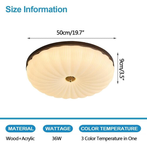 LED Ceiling Light Flush Mount Ultra Thin Dimmable Round Lamp for Bedroom Kitchen 50x9cm Brown 2