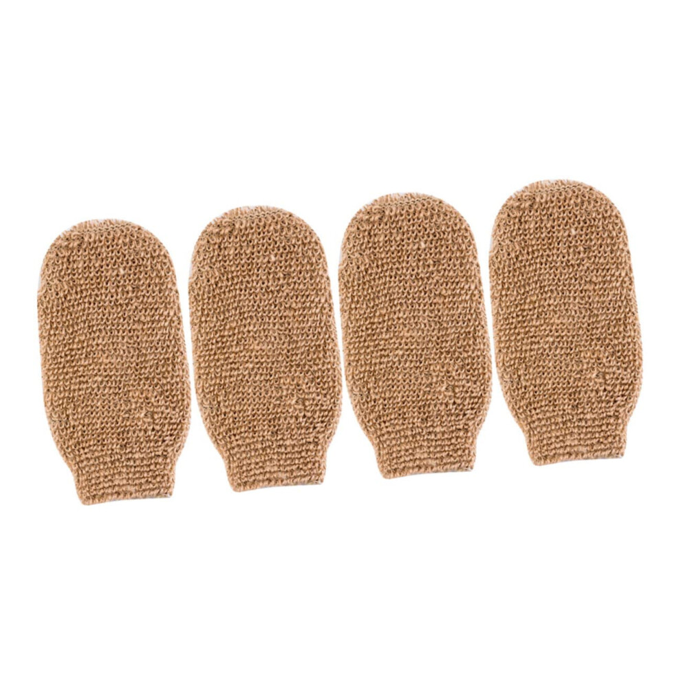 Exfoliating Gloves 4 Pack Jute Bath Shower Mitts for Body Scrubbing and Gentle Skin Exfoliation