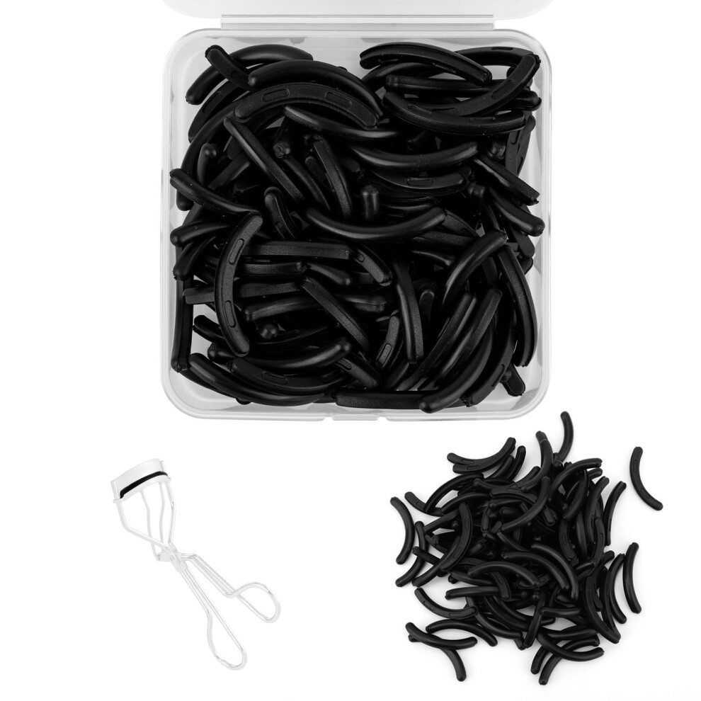 Black 100Pcs Rubber Eyelash Curler Refills For Tweezerman With Gentle Cushion Pads And Enhanced Curl