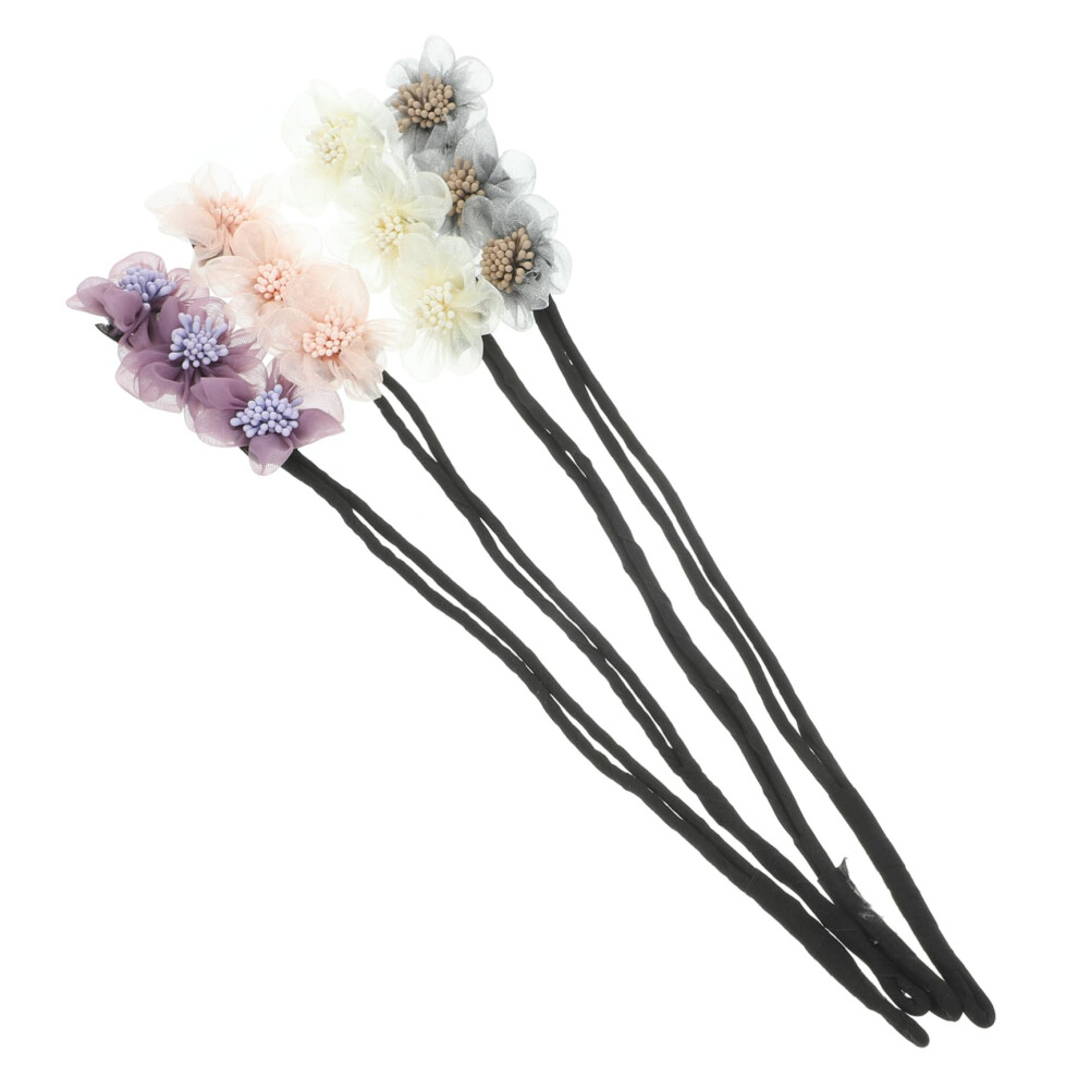 4pcs Floral Hair Bun Maker for Women, Elegant Quick Styling Tool for Everyday and Special Occasions