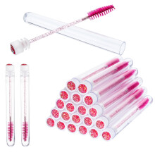 20 Sets Disposable Mascara Wands with Empty Tubes, Eyelash Spoolies for Extensions Pink Gold