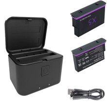 Dual Battery Charger Kit with 2 Capacity 2500mAh Batteries and Fast USB Charging for Insta360 X5