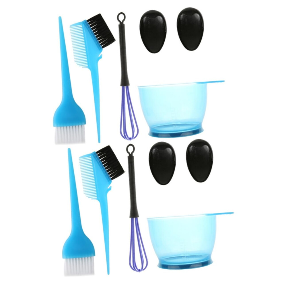 10pcs Professional Hair Dyeing Kit with Mixing Bowl Brush Earmuffs Whisk for Salon and Home