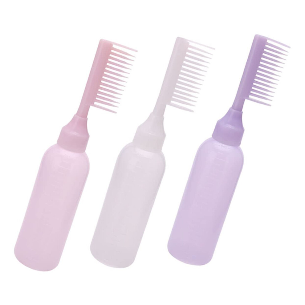 3pcs Hair Dye Applicator Bottle Set with Comb for Precise Root Touch Up and Easy Squeeze Control