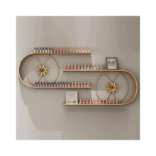 Gold Metal Wall Mounted Nail Polish Display Rack 2 Pack UShape Large Capacity Organizer for Salon and Home