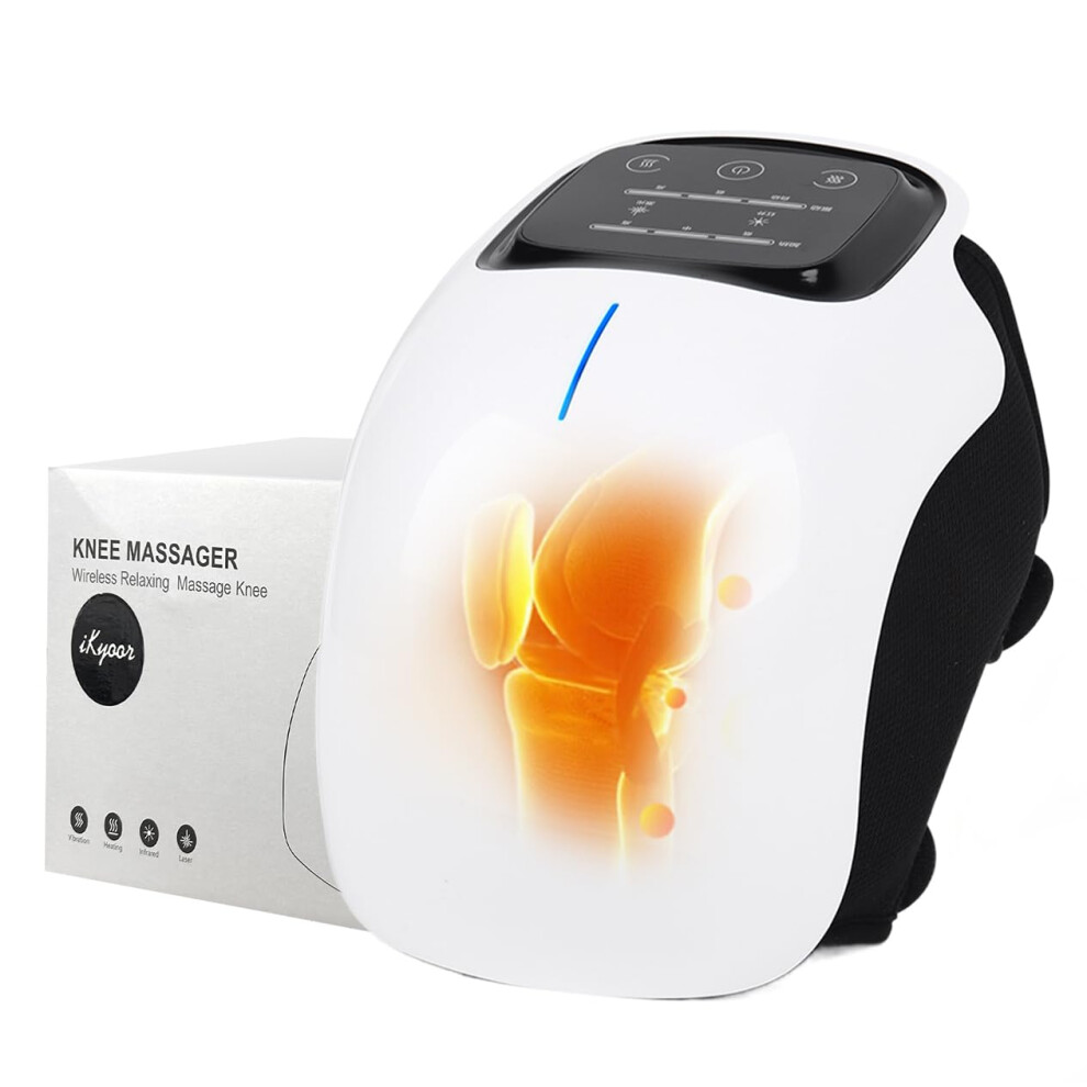 Heated Knee Massager with Vibration and Heat Therapy, Cordless Rechargeable Design, Adjustable Straps