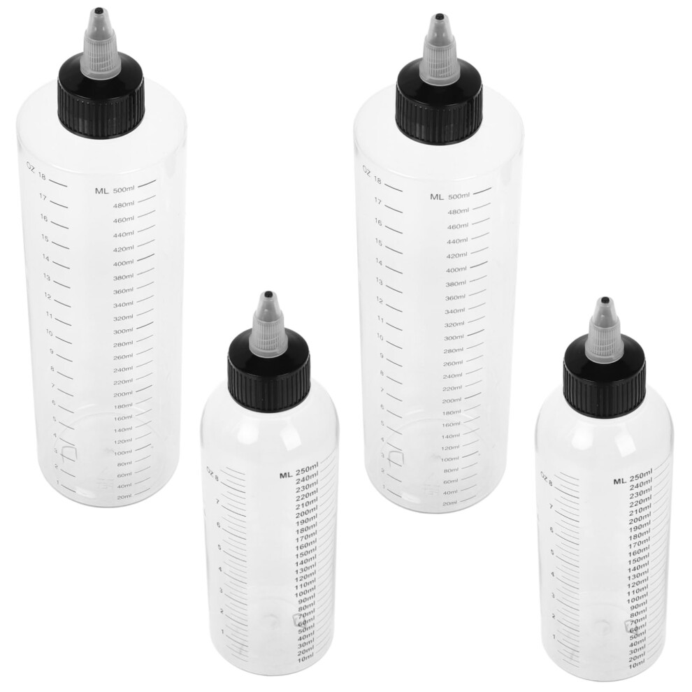 4pcs Plastic Squeeze Bottles with Measurement Marks for Precise Flow Control and Hair Dye Application