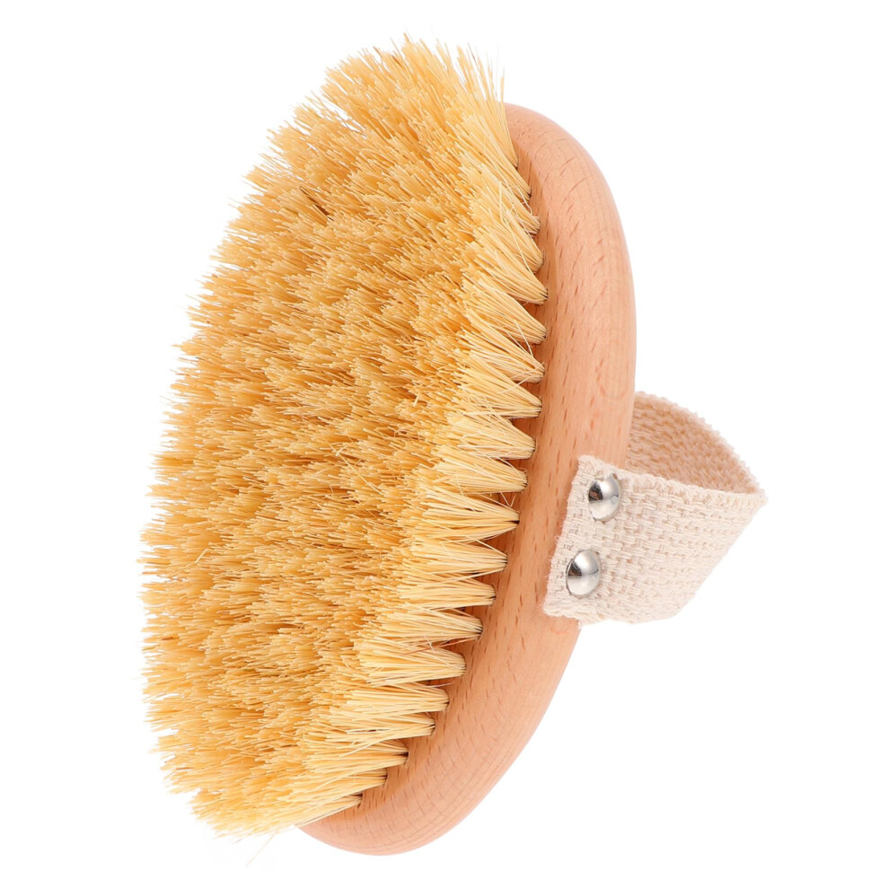 Wooden Body Brush with Strap Natural Bristle Dry Brushing Brush for Full Body Exfoliation and Back Scrubbing