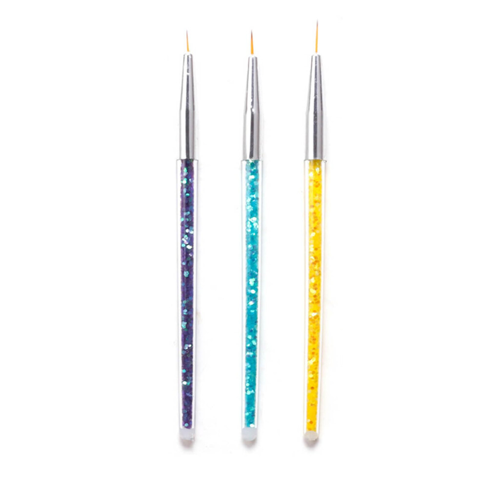 3Pcs Nail Art Liner Brush Set for Gel and Acrylic with Precise Detailing and Comfortable Grip