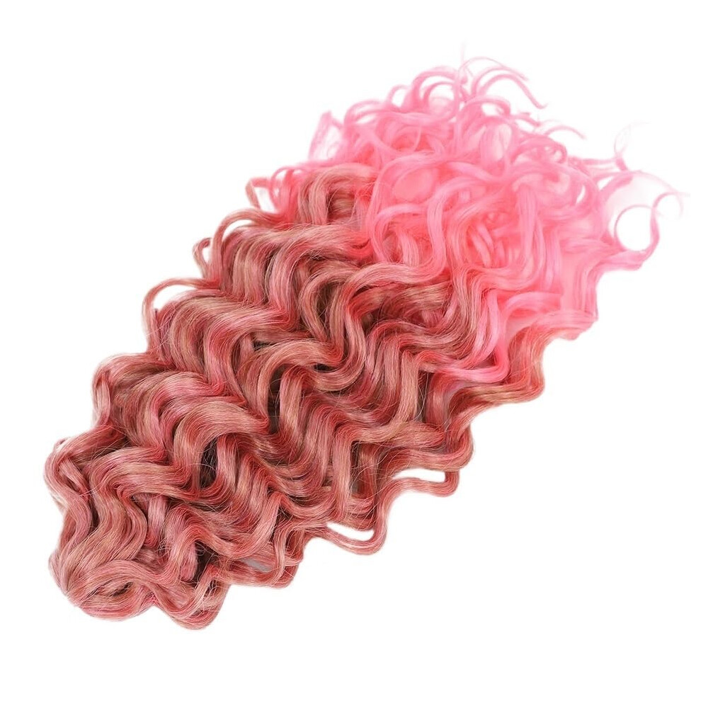 Unisex Pink,Brown 18 Inch Deep Wave Crochet Hair Extensions Ombre Brown T27 Pink Synthetic Braids For Women