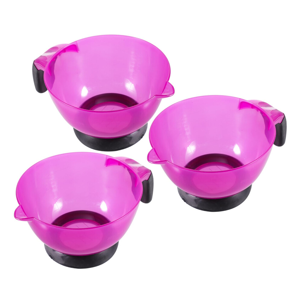 Purple 3Pcs Silicone Hair Dye Mixing Bowl With Handle Nomess Washable Reusable For Salon And Home Use