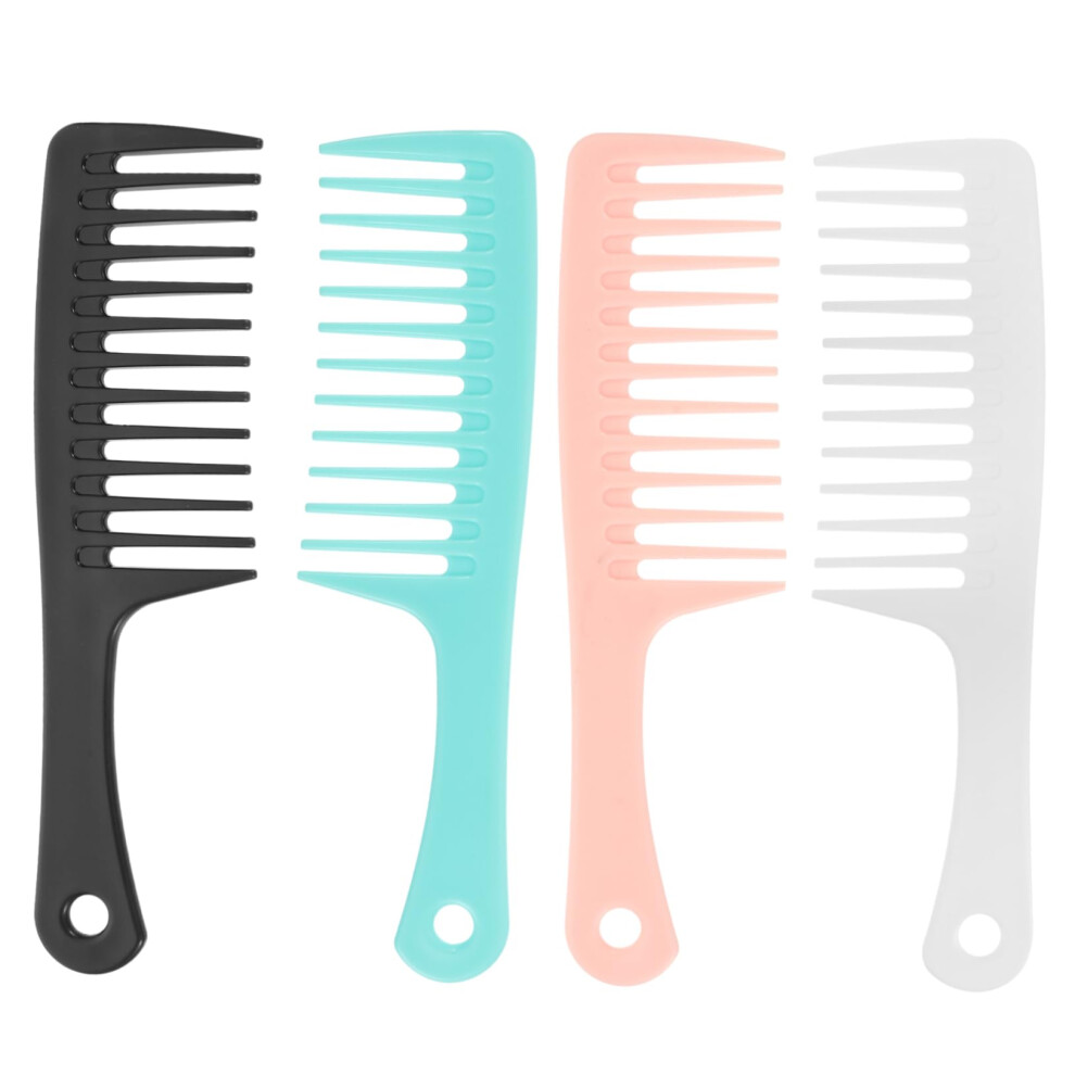 Unisex Wide Tooth Comb Set For Long Hair, Gentle Scalp Detangling And Smooth Glide Styling, 4Pcs Travel Size
