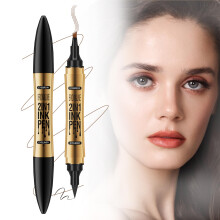 Dual Ended Eyebrow Pencil and Waterproof Eyeliner Pen with Microblade Tip, Long Lasting Smudge Proof