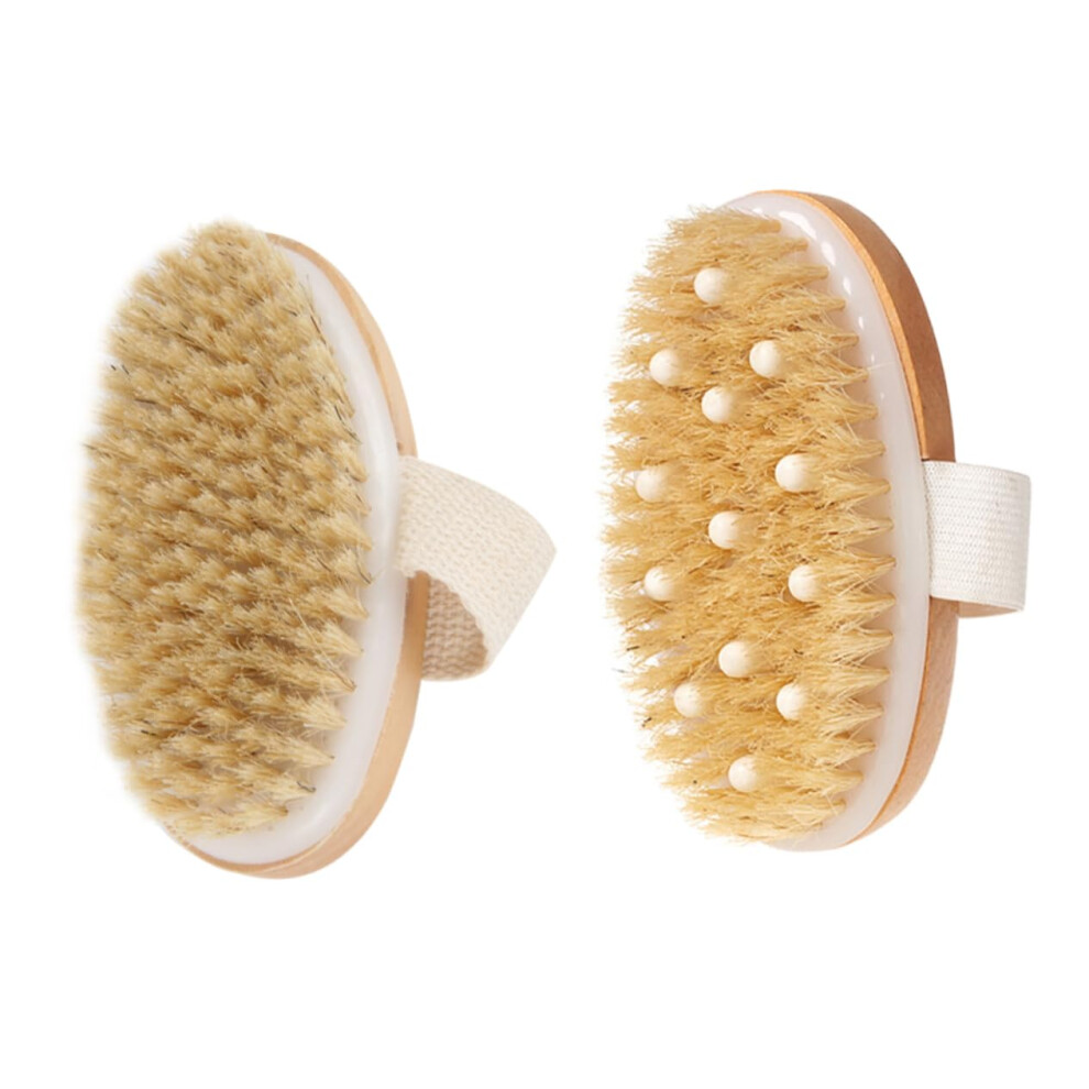Dry Body Brush Set for Gentle Skin Exfoliation, Nylon Bristle Back Scrubber and Bath Shower Brush