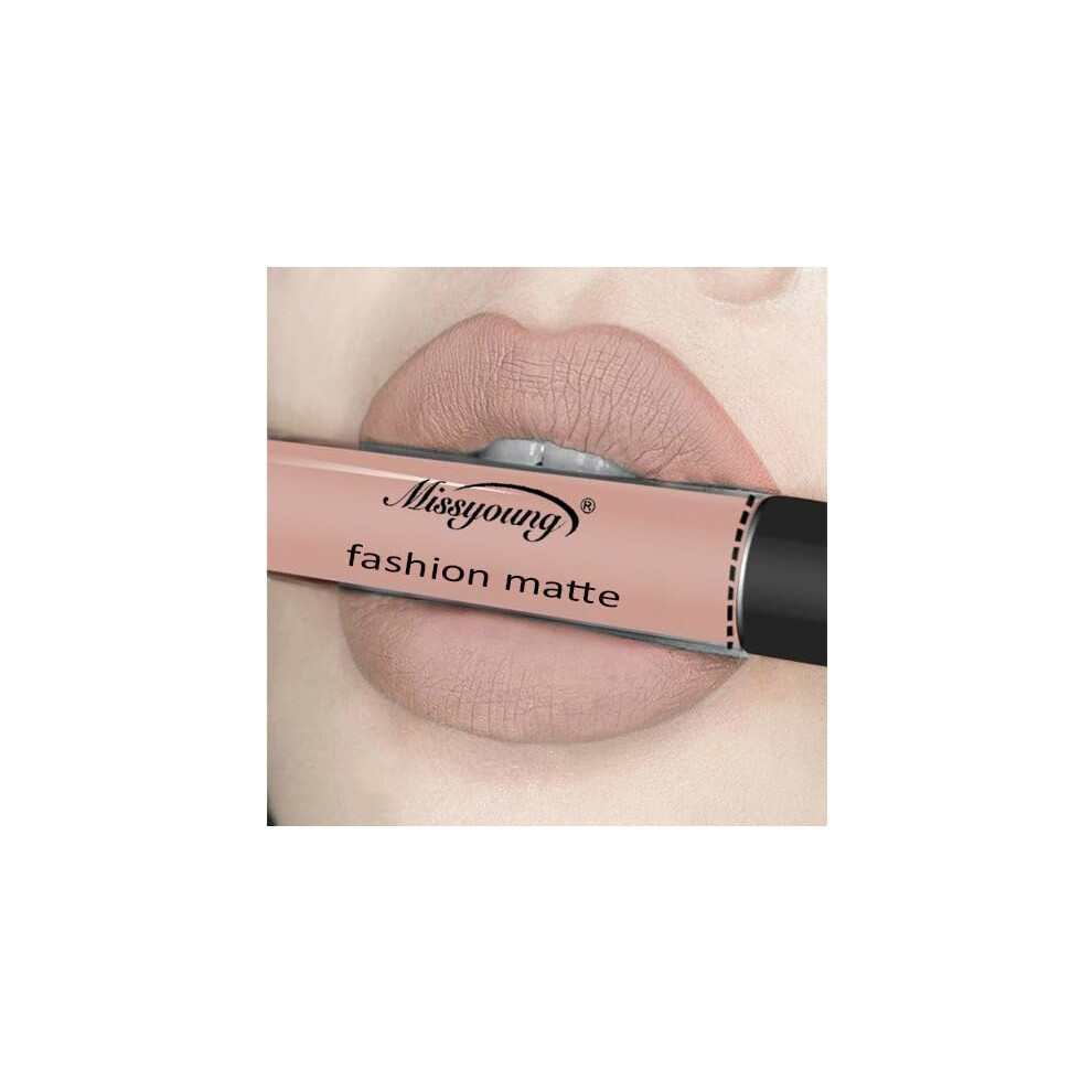 Matte Liquid Lipstick Set with Lip Gloss Combo, Long Lasting Wear Bold Matte Finish 7#