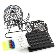 Kit de juego de bingo premium con jaula de metal de alta calidad y bolas fáciles de leer para divertirse en bares y fiestas navideñas.