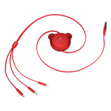 Nylon gevlochten multi-oplaadkabel 4-in-1 snellaadkabel met militaire vezels, intrekbare multi-USB-kabeladapter, sterke compatibiliteit, snel