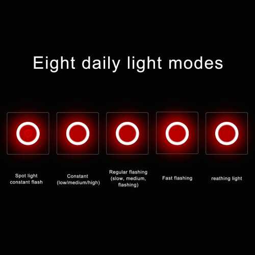 Smart Brake Sensor Bicycle Tail Light Flash Modes Integrated USB Rechargeable180Degree Coverage IP67Waterproof Compact Easy To Install For Night 1