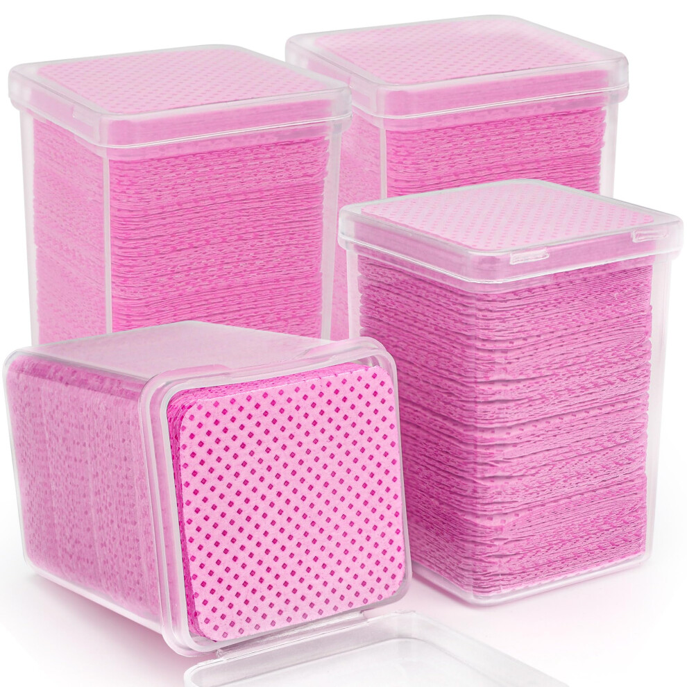 Pink Lint Nail Wipes 800Pcs For Gel Nails And Polish Removal, Salon Eyelash Extension Pads