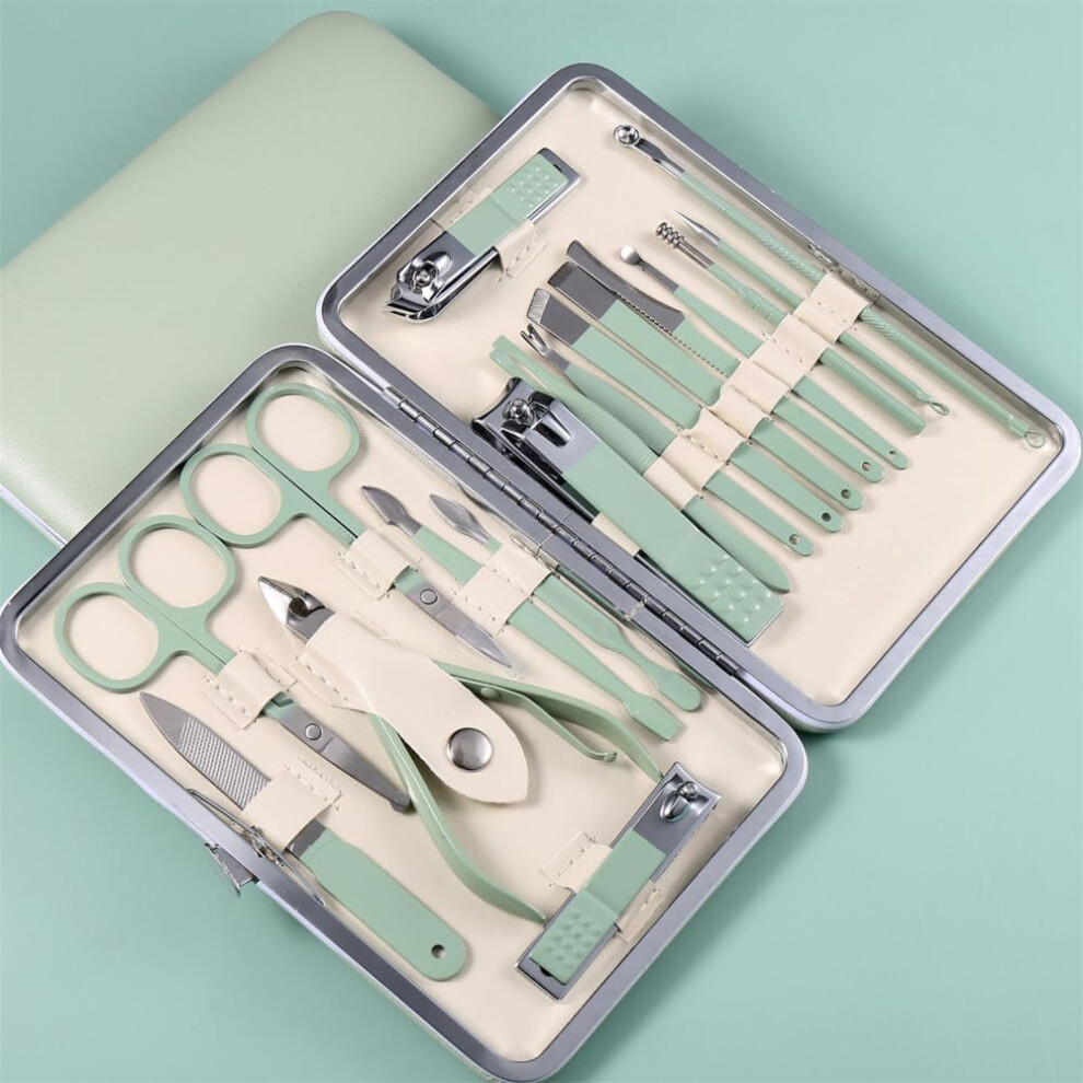 12Pcs Stainless Steel Nail Clipper Set Manicure Pedicure Kit with Compact Travel Case, Rose Color