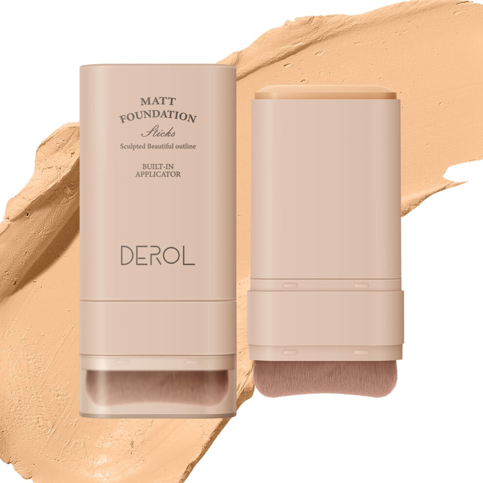 Beige Foundation Stick With Builtin Brush, Matte Warm 03, Buildable Coverage Contour Stick