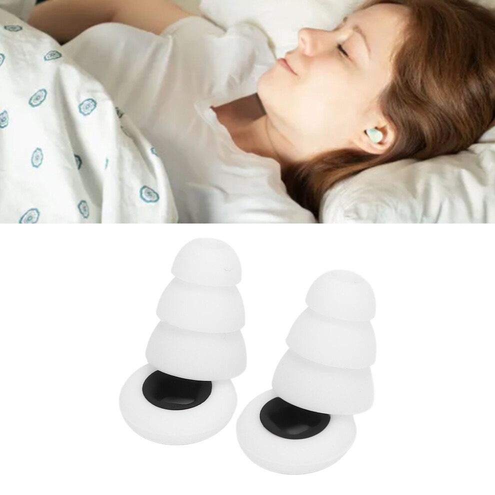 White/Black Silicone Earplugs For Sleeping & Travel Noise Cancelling Washable 3 Layer